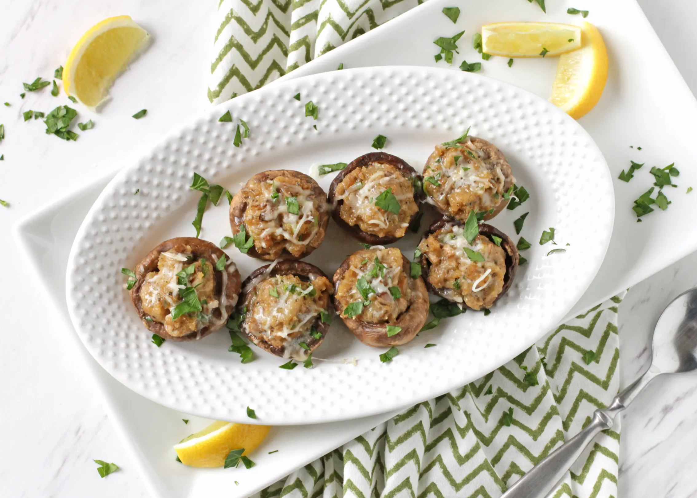 Spicy Olive Stuffed Mushrooms