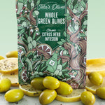 Whole Green Olive Snacks, Citrus Herb Infusion (1.6oz, 24 Pack) - Teta's Olives