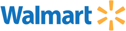 Walmart logo with blue text and orange starburst on a white background